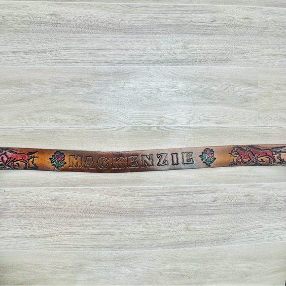 Western Leather Belt Equestrian Floral Embossed Cowgirl Hand Tooled Hand Painted - Picture 7 of 12